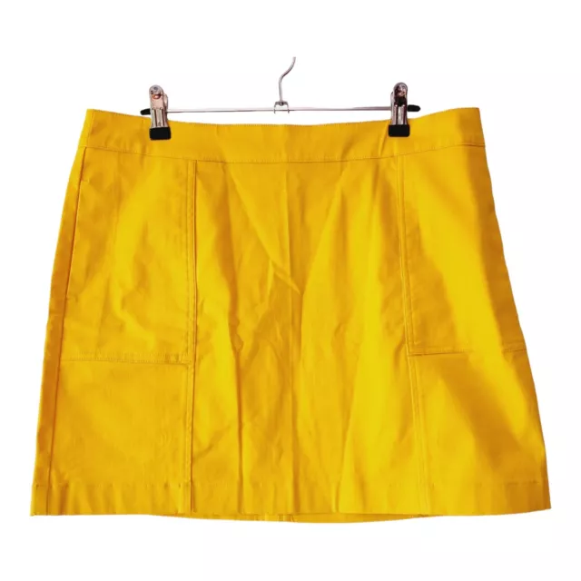 Boden Size 12 Bright Yellow S Line Mini Skirt Cotton Blend Pockets Panelled