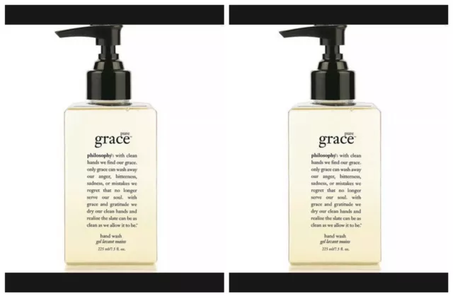 New X2 Lot Of 2 + Pump Philosophy Pure Grace Hand Wash Soap Gel 7.5 Fl Oz