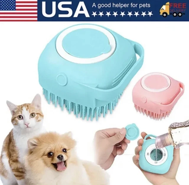 Premium Pet bath brushe massage shampoo dispenser dog grooming silicone 3 colors