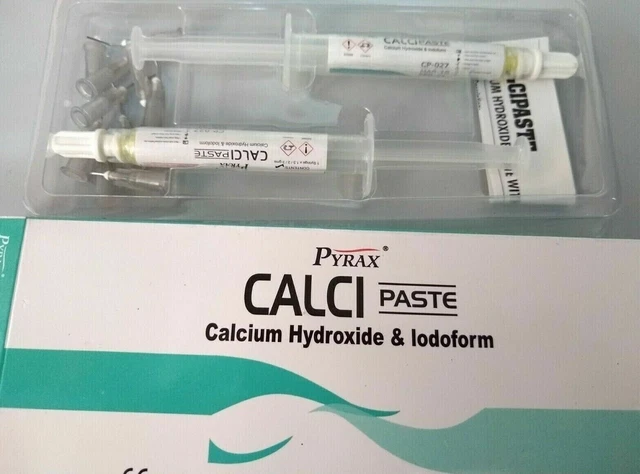 5 X PYRAX CALCI Paste Calcium Hydroxide with Iodoform Paste 2 x 3gm Syr ...