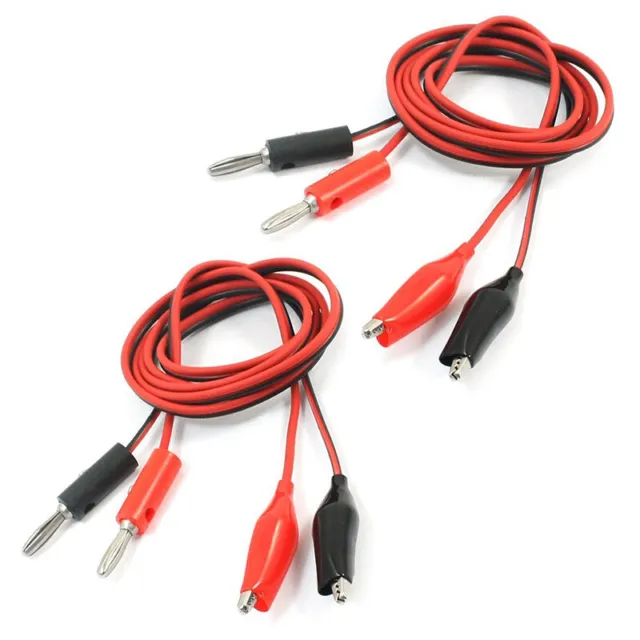 4X(2 piece roll clamp banana connector multimeter measuring lines black red6)