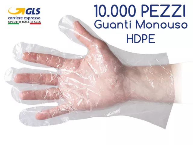 10000 Guanti Protettivi Monouso In Hdpe 100 Confezioni Da 100 Guanti