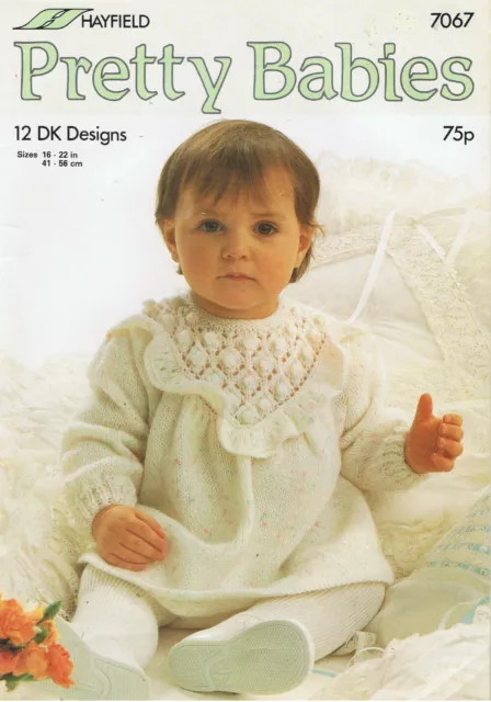 VINTAGE Knitting Pattern Book Hayfield  Pretty Babies  CARDIGAN dress JUMPER