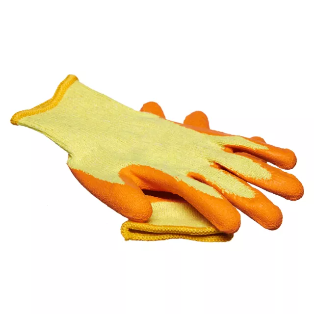 Amtech Latex Revêtu Orange Caoutchouc Sécurité Travail Gants Builders Prise DIY 3