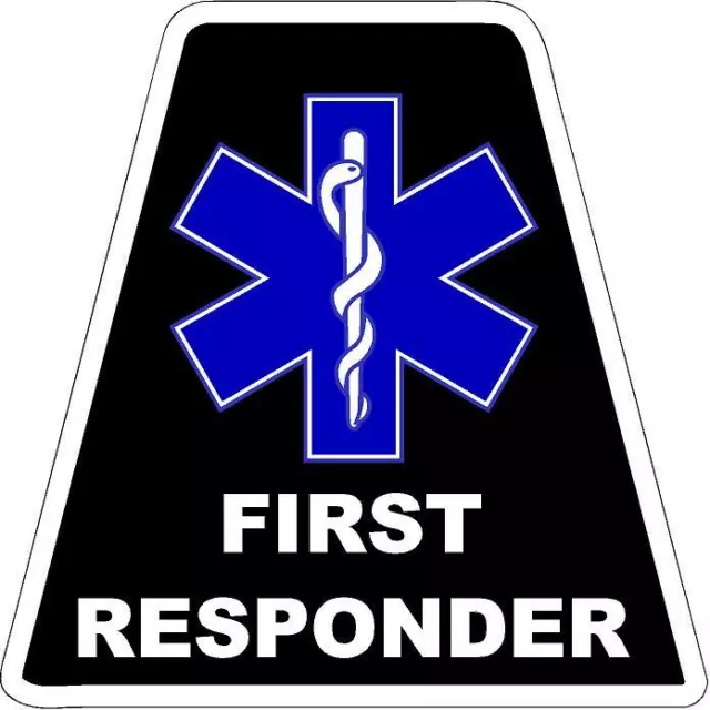 Black FIRST RESPONDER HELMET TETS TETRAHEDRONS HELMET STICKER  EMT REFLECTIVE
