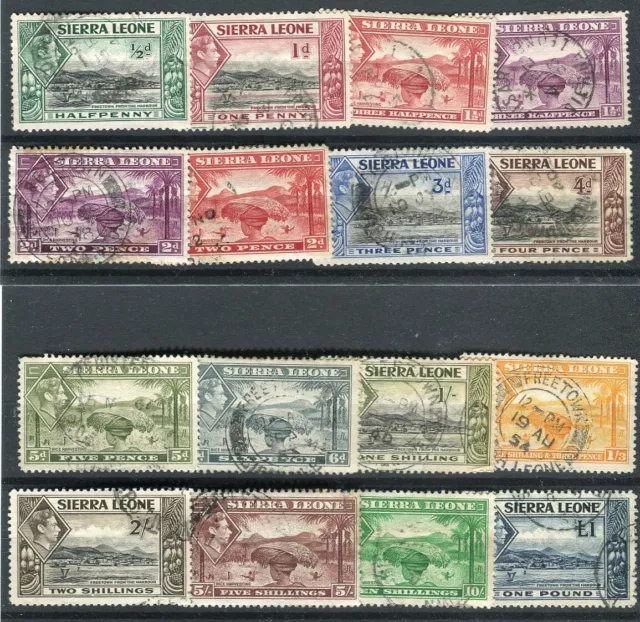 Sierra Leone KGVI 1938-44 set of 16 SG188/200 fine used