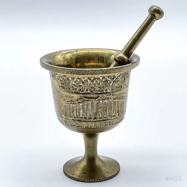 Vintage Brass Mortar With Pestle/Tappet & Prägedekor Brass - 5, 5x7cm