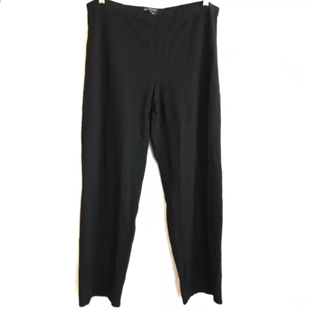 Eileen Fisher Straight Ankle Pants Women Size XL Black Washable Crepe Pull On