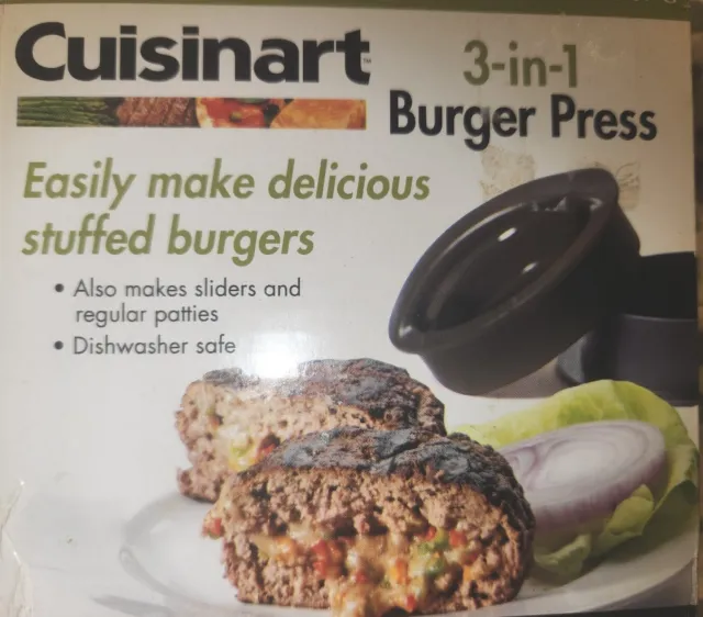 Cuisinart 3-in-1 Burger Press Patty Maker Burgers, Sliders, Stuffed Burgers NEW
