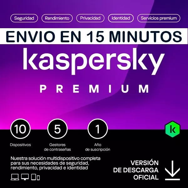 Kaspersky Premium Total Security 2024 10 Pc/1 año/📩email con código 15 minutos