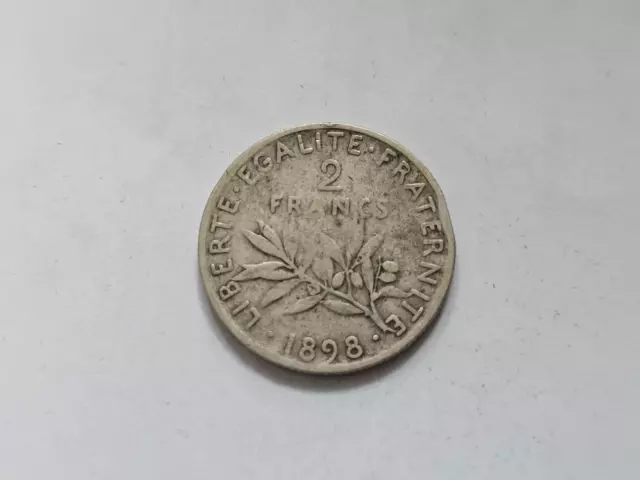 Frankreich    Dritte Republik       2  Francs  1898     Silber    siehe Bilder !