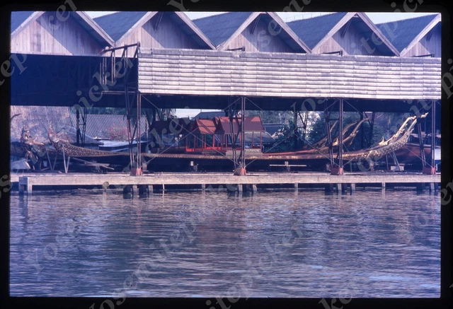Sl68  Original slide 1970's  Hong Kong ornate long boat under cover 673a