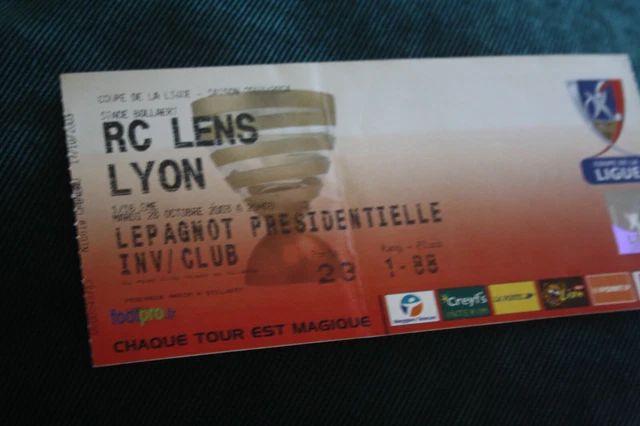 TICKET )) RC LENS V LYON OL )) saison 2002/2003