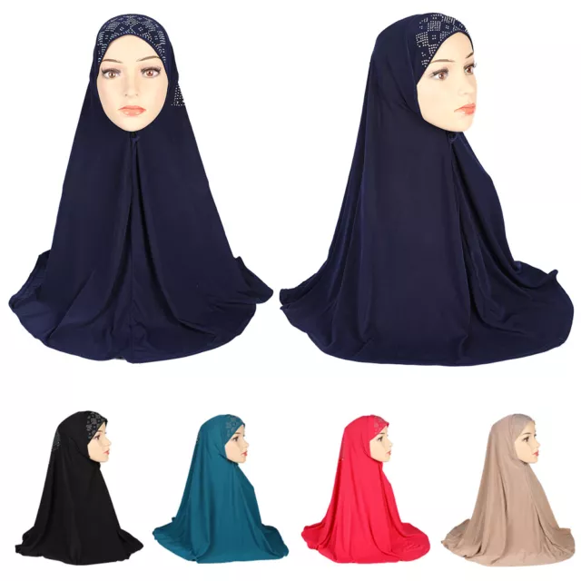 One Piece Ramadan Muslim Women Hijab Amira Scarf Head Wrap Turban Overhead Shawl