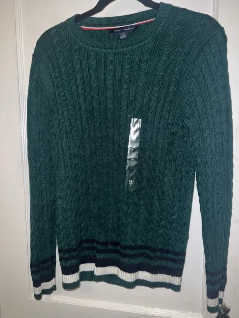 Tommy Hilfiger Sweater Women's Medium Striped Cable Knit Crew Neck NWT