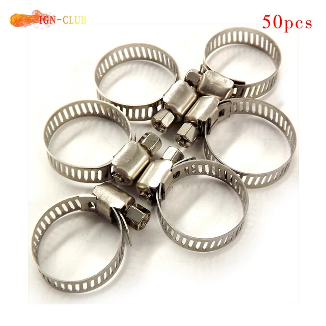 3/4 Inch -1 Inch Adjustable Drive Hose Clamps Fuel Line Worm Clips 50 Piece