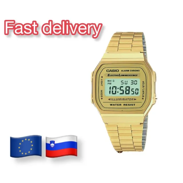 New CASIO Retro Classic Unisex Digital Steel Bracelet Watch- A168-Gold