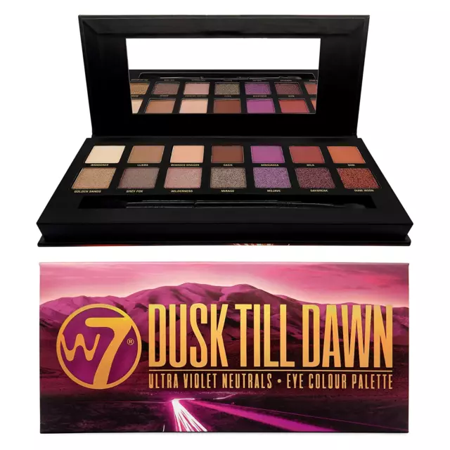 Neu! W7 Dusk Till Dawn x14 Farben Lidschatten Make-up Palette rosa violett neutral