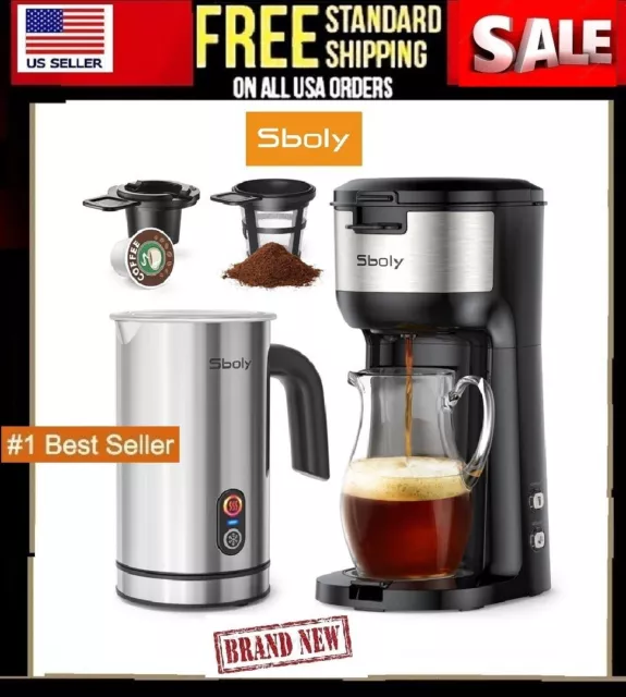 Sboly Coffee Maker fast Brewer K-Cup Pod & Ground Coffee Single Serve Self  Clean 