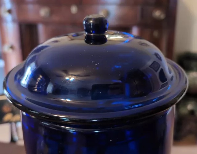 Cobalt Blue Blown Glass Apothecary Pharmacy Covered Jar Vintage