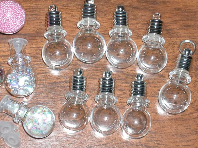 10 Magic Fairy glitter pixie bottles vial charm crystal ball Lot