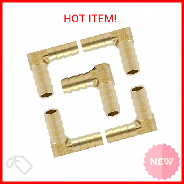 Brass Hose Barb 90 Degree Elbow 3/8" Barbed x 3/8" Barbed Fitting ( Pack of 5)