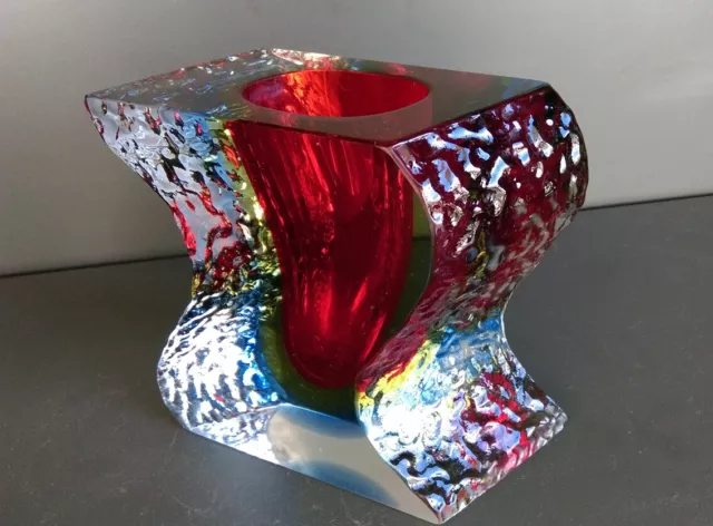 Sommerso Vase En Verre Multi-Couche Mandruzzato Murano Époque 1970 Design Italy