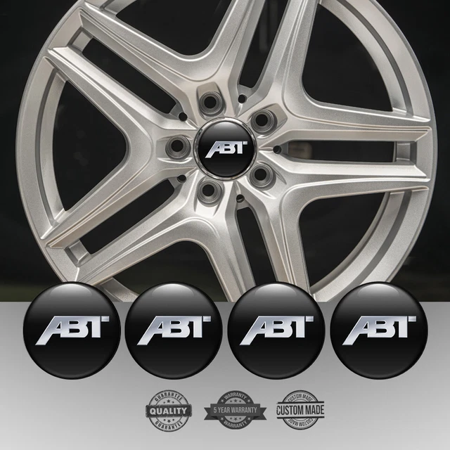 Set of 4 Silicone Center Wheel Cap Stickers ABT Emblem Logo Decals Rims