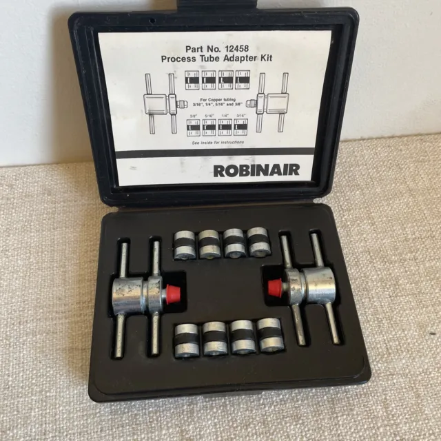 Robinair 12458 Process Tube Adapter Kit for 3/16”, 1/4”, 5/16”, 3/8” Tubing.