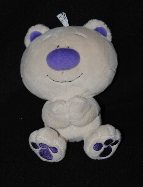 Peluche doudou ours beige MOWBRAY violet mauve  21 cm TTBE