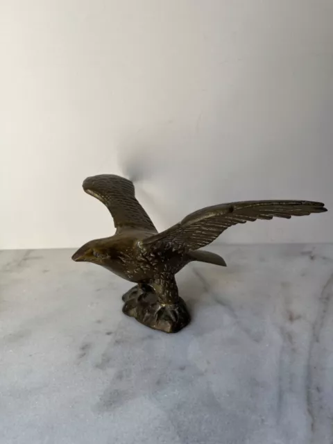 Vintage Cast Brass  Eagle Wings Sculpture Figurine Statue Gold Bronze 10" x 6"