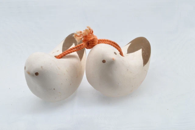 Campana di argilla giapponese in ceramica Dorei Vintage 2 pezzi piccione...
