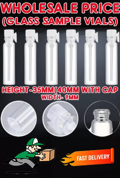 EMPTY SMALL GLASS PERFUME SAMPLE VIAL BOTTLE 500 CT. NEW 1ml Vials Tubes Bottles