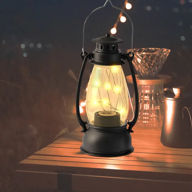 EY# LED Atmosphere Lamp Ornament Vintage Candle Lantern Halloween Decoration (Bl