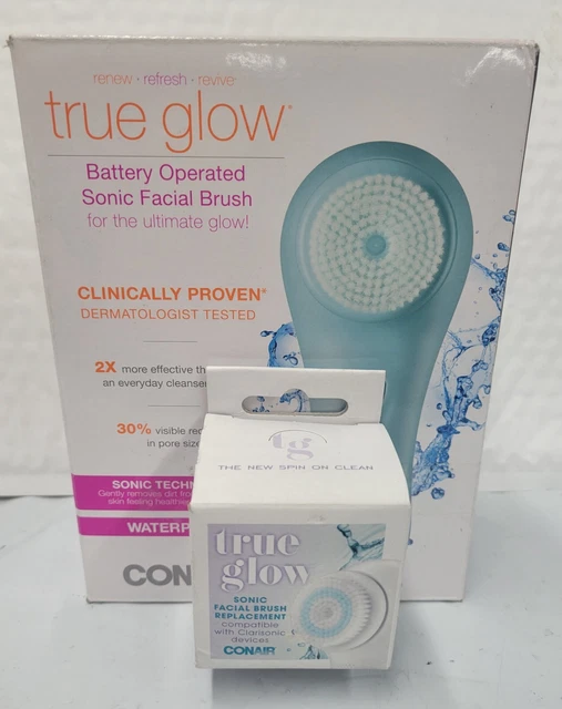 NEW CONAIR TRUE Glow Battery Operated Sonic Facial Brush & 1