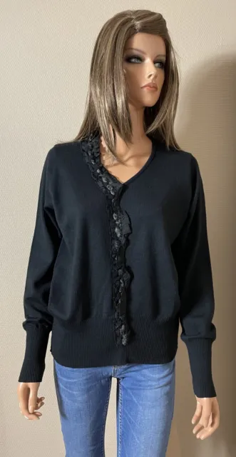 Pull noir 70% laine (made in Italy) EVALINKA T 40