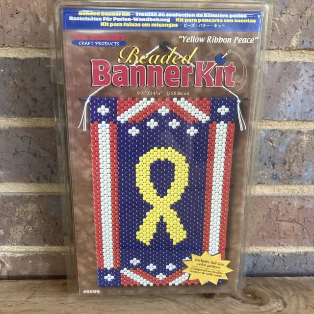 The Beadery Beaded Banner “Yellow Ribbon Peace” Kit #5599 NEW 9 3/4” X 14 3/4”