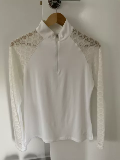 Kastel Danmark White Lace Sleeve Shirt, Size M, Brand New