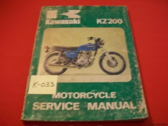 Vintage Kawasaki Kz200 Kz 200 Factory Motorcycle Service Manual #99931-541-01