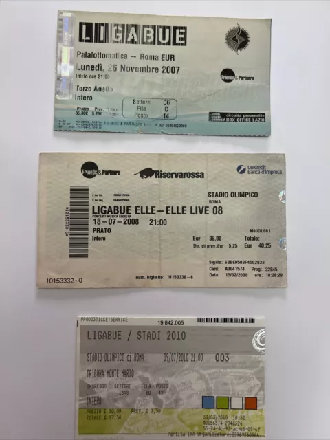 3 Biglietti Ligabue Anni 2000