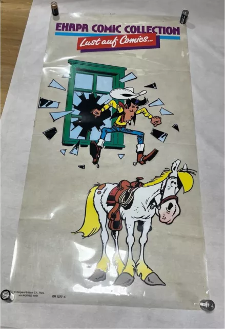 Vintage Großes Comic Transparent Poster alte Werbung Lucky Luke EHAPA COLLECTION