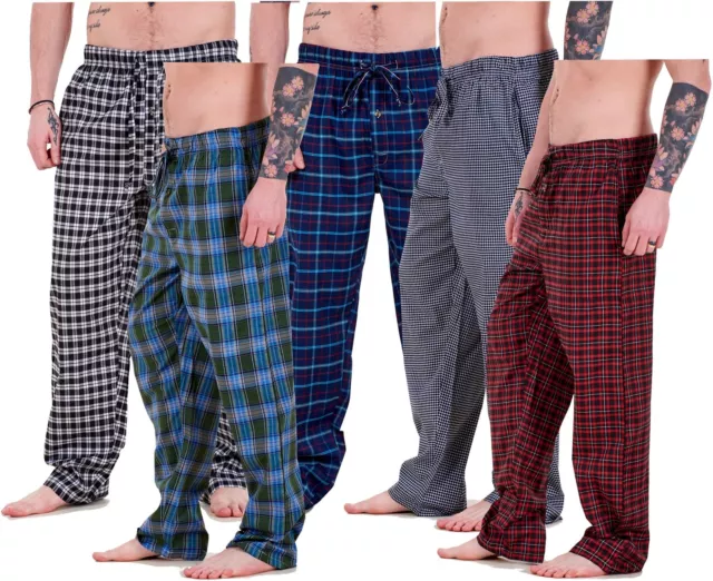 Mens Pyjama Bottoms Rich Cotton Woven Check Lounge Pant Nightwear Big 3XL to 5XL