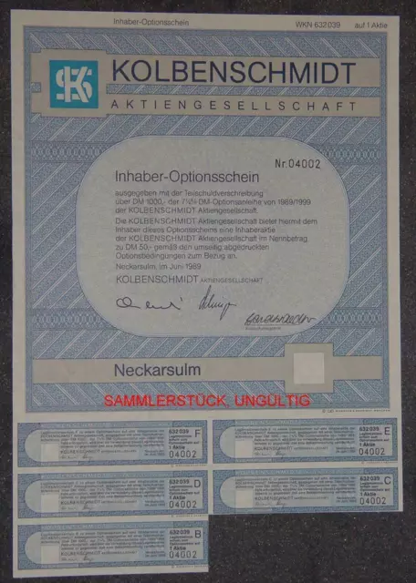 Kolbenschmidt Aktiengesellschaft  1er-OS 1989
