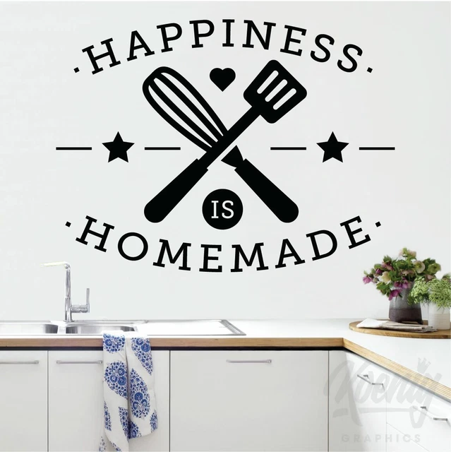 Happiness Is Homemade Chef Kitchen Mum Tea Food Decal Wall Art Sticker Home Love