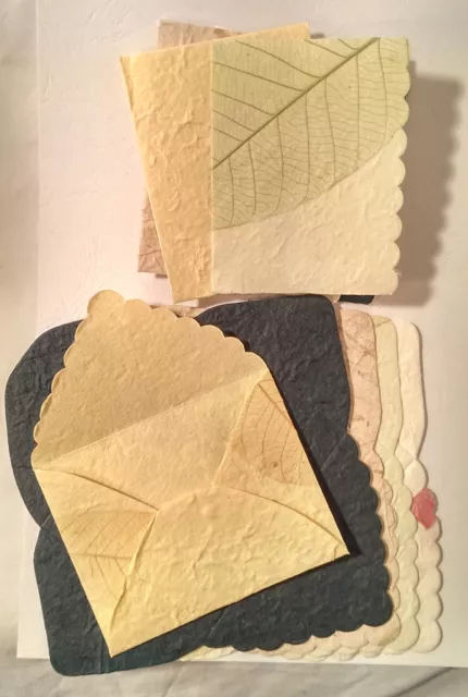 10 x HANDMADE MULBERRY PAPER GIFT TAGS & ENVELOPES  ** Yellow Green** ECS02