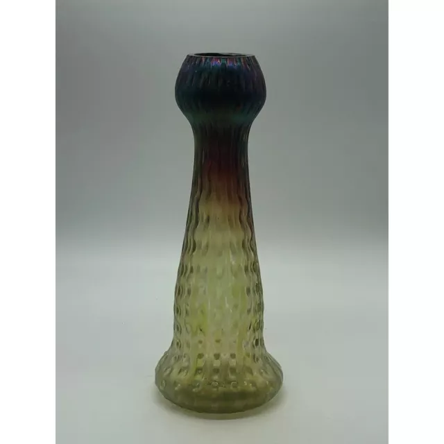 Antique 1900’s Art Nouveau Iridescent Czech Loetz Art Glass Vase Purple to Green