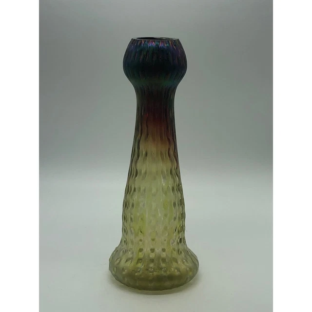 Antique 1900’s Art Nouveau Iridescent Czech Loetz Art Glass Vase Purple to Green