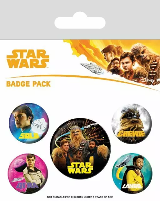 STAR WARS Official Pin Backed Badge Pack HAN SOLO Movie