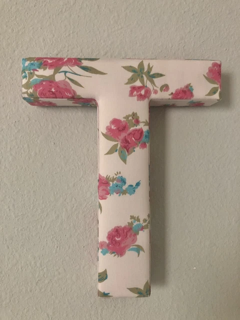 Fabric Covered Wall Letter - Pink Floral- Letter T