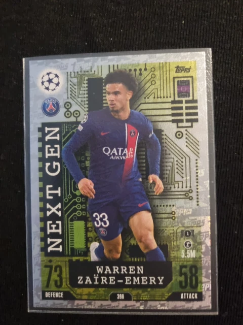 Carte Topps 2023 Warren Zaïre-Emery (PSG) - Fan Set Ligue 1 Uber Eats - État Quasi Neuf